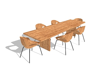 现代实木餐桌<em>椅</em>免费su模型，实木餐桌<em>椅</em>sketchup模型...