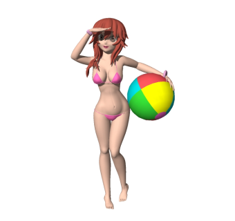 现代沙滩小女孩sketchup模型，人物草图大师模型下载