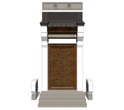 新中式门 草图大师模型，中式门SU模型下载