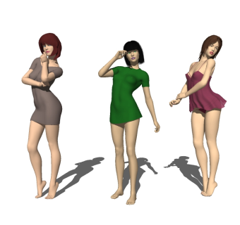 现代3D美女组合草图大师模型，人物sketchup模型下载