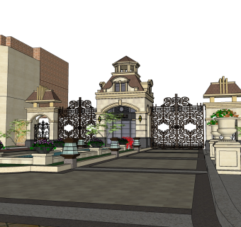 现代岗亭SU模型，岗亭SKB文件下载