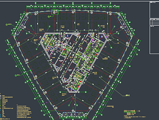 大型现代风格国际商业广场建筑施工图，商业广场建筑CAD施工图纸下载
