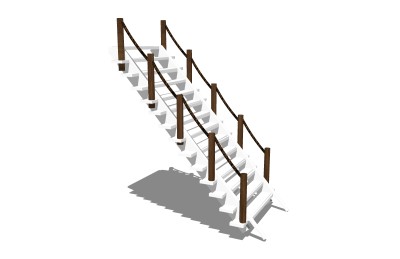 现代实木单跑楼梯草图大师模型，实木单跑楼梯sketchup模型免费下载