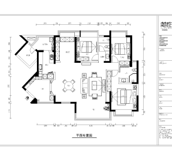 欧式三室两厅170㎡锦瑟施工图CAD图纸下载