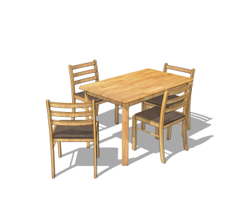 现代餐桌椅免费su模型，餐桌椅skp模型下载