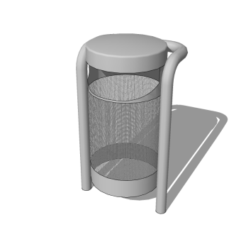 现代金属垃圾桶草图大师模型，垃圾桶SU模型下载