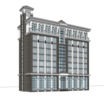 欧式酒店草图大师模型，酒店sketchup模型免费下载