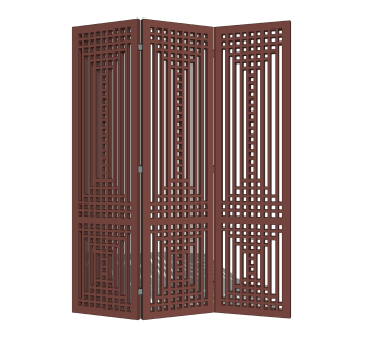 中式屏风隔断su模型，屏风草图大师模型下载