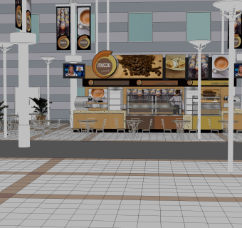 现代咖啡店，咖啡馆免费su、草图大师模型下载.