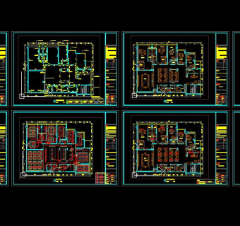 现代办公区CAD施工图，办公区CAD建筑图纸免费下载