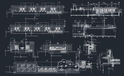 景观围墙CAD施工图，围墙CAD建筑图纸下载