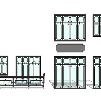 现代窗户草图大师模型，窗户sketchup模型下载