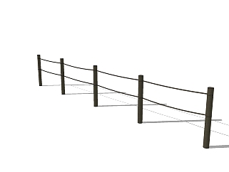 现代绳索栏杆su模型下载、栏杆草图大师模型下载