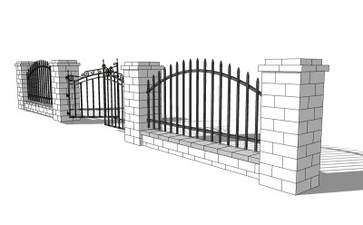 欧式围墙草图大师模型，围墙sketchup模型下载