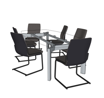 现代餐桌椅su模型，办公室会议桌户外桌椅草图大师模型下载