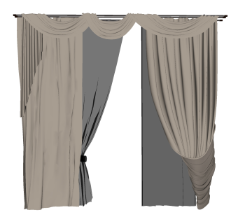 现代窗帘草图大师模型，窗帘su模型下载