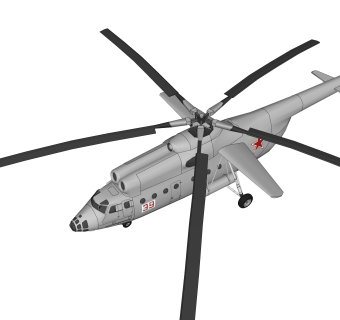 苏联MI-6吊钩重型运输直升机su模型,苏联MI-6吊钩重型运输直升机sketchup模型下载