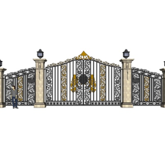 铁艺精品别墅大门su模型库下载