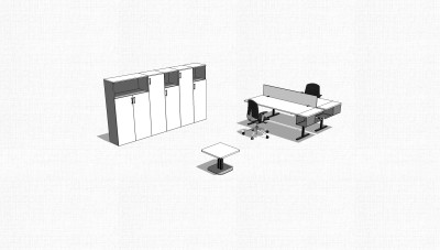 现代屏风办公桌sketchup模型，办公桌su模型，办公桌草图大师素材下载