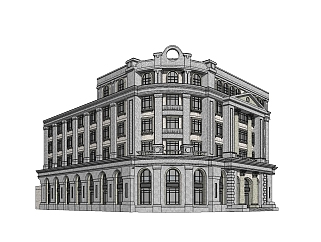 欧式旅馆草图大师模型，旅馆sketchup模型