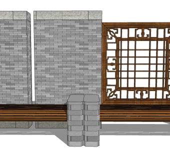 现代景观墙SU模型下载，景观墙skb模型分享