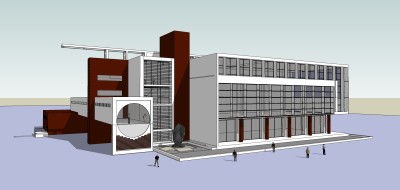 现代大学图书馆su模型，图书馆草图大师模型下载