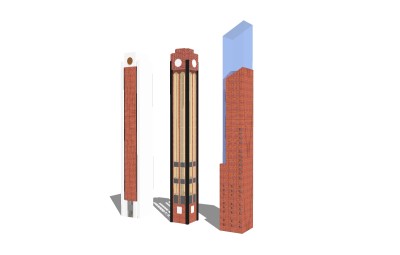 现代灯柱组合草图大师模型，灯柱组合sketchup模型下载