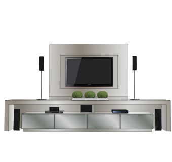 现代电视柜草图大师模型，柜子sketchup模型下载