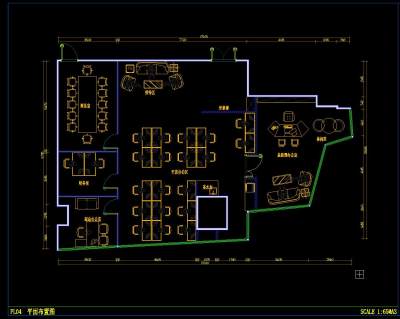 办公室装修施工图全套CAD平面施工图，CAD建筑图纸免费下载