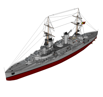 现代布列塔尼级战列舰草图大师模型，战列舰sketchup模型下载