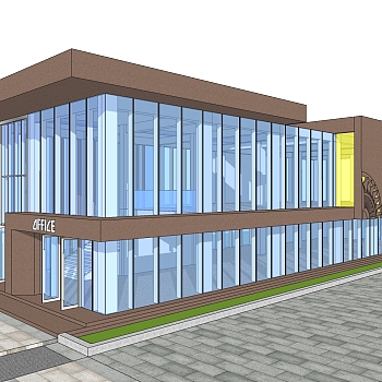 现代售楼处建筑方案草图大师模型，售楼部建筑sketchup模型免费下载