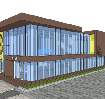 现代售楼处建筑方案草图大师模型，售楼部建筑sketchup模型免费下载