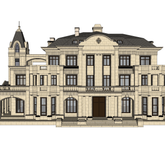 欧式别墅su模型，别墅sketchup模型下载