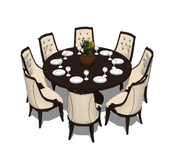 欧式餐桌椅草图大师模型，餐桌椅skb文件下载