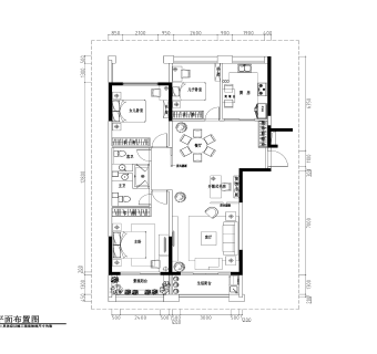 现代公馆三室两厅户型图+效果图