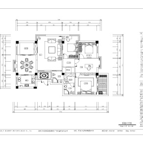 客厅家装户型图三居CAD，免费下载