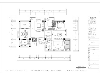 客厅家装户型图三居CAD，免费下载