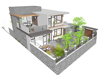 农村现代简约二层别墅设计图纸，经济型房屋乡村两层自建房设计图下载