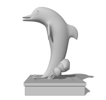 现代海豚雕塑su模型,摆件草图大师模型下载
