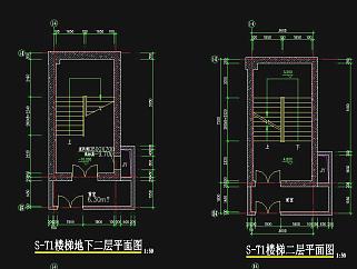 原创精品普通楼梯CAD素材，原创楼梯CAD施工图下载