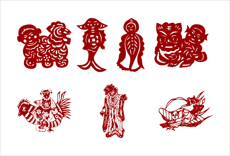 中国剪纸图案大全，南北剪纸对比剪纸图案 - 剪纸图案 - 易图网