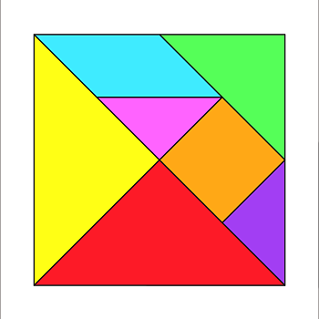 七巧板拼图图案大全,经典正方形益智七巧板图案