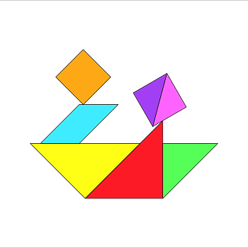 七巧板拼图图案大全,划龙舟七巧板图案大全