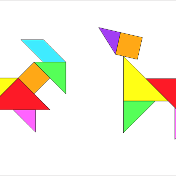 七巧板拼图图案大全,两款小羊七巧板图案