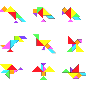 七巧板拼图图案大全,9款小鸟七巧板图案拼法
