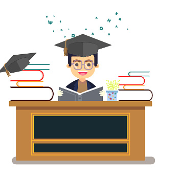 看书的博士生装饰图案