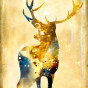 手绘彩绘麋鹿动物现代装饰画，现代简约客厅玄关墙面装饰画 (1).jpg