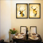 手绘彩绘麋鹿头部黄色底色装饰画，简约客厅餐厅背景墙装饰画 (1).jpg