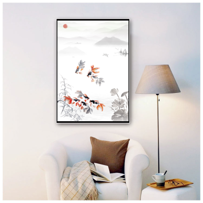 现代简约客厅沙发背景装饰画，中国风水墨山水装饰画
