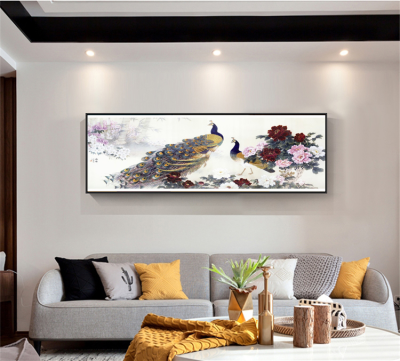 美丽凤凰创意室内装饰画，北欧简约客厅沙发横幅背景装饰画